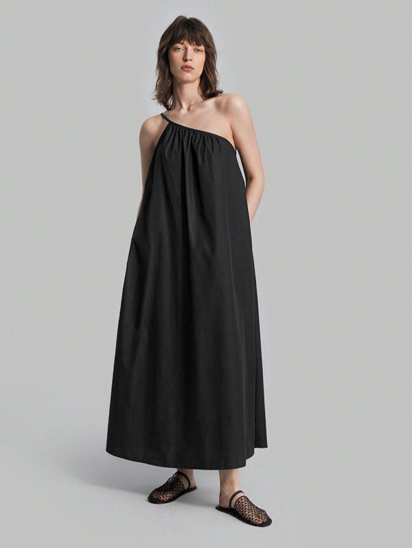 Ontre 2026 Vestido suelto sin mangas de unicolor con plisado para mujer, versátil para Halloween, Navidad, negocios, casual, vintage, elegante, adecuado para urbano, playa, festival de música, Día de San Valentín, Día de la Independencia, oficina