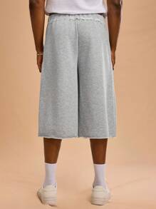 Forever 21 Men's Grey Casual Loose Mid-Length Athletic Shorts With Unfinished Edges; Suitable For Everyday Wear - Grey - View 2