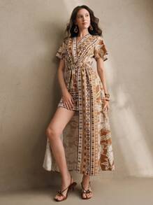 Anewsta Damska nowa sukienka maxi w stylu boho z kwiatowym nadrukiem, wiosna, lato, Wielkanoc, festiwal, boho