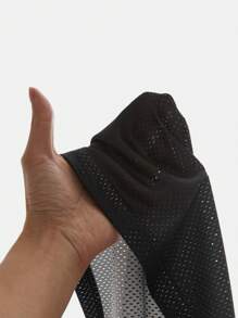 AXEPEAK 男士宽松数码印花网眼短袖 T 恤和短裤套装，街头服饰 - 黑色 - 查看 8