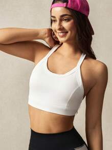 VARSITIE White Tight Hollow Back Women Sports Bras