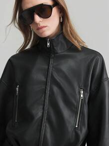 Ontre Chaqueta de primavera/verano para mujer 2025 con cremallera de metal corta y ajuste, cinturón con hebilla de metal ajustable, de uso casual diario, minimalista y urbana