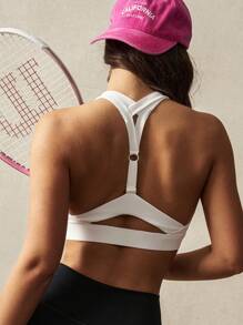VARSITIE White Tight Hollow Back Women Sports Bras