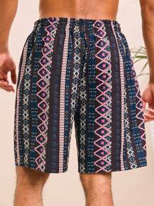 Manfinity VCAY 男士休闲宽松直筒编织短裤，时尚日常穿着，青春风格 - 彩色 - 查看 2