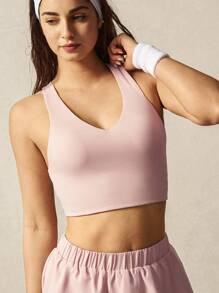 VARSIVA Women's Solid Color V-Neck Sleeveless Slim Fit Top, Casual For Everyday Wear - Pink - View 7