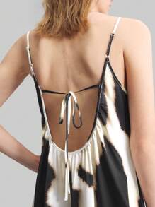 Ontre 女士彩色全印花休闲露背系带吊带背心连衣裙