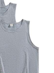 SHEIN Leap Crew 5pcs/Set Casual Basic Crew Neck Sleeveless Tank Tops, Comfortable Layering, Spring/Summer - Light Grey - View 5