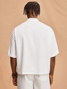 Forever 21 Texture All-Match Stand Collar Short Sleeve Shirt