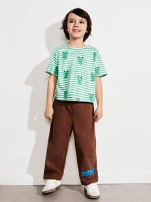 SHEIN Young Boys Casual Minimalist Everyday Pants - Brown - View 6