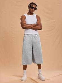 Forever 21 Men's Grey Casual Loose Mid-Length Athletic Shorts With Unfinished Edges; Suitable For Everyday Wear - Grey - View 7