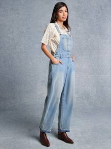 WESTFADE 春夏休闲直筒牛仔工装裤 - 淺色水洗藍 - 查看 4