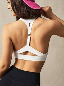 VARSITIE White Tight Hollow Back Women Sports Bras