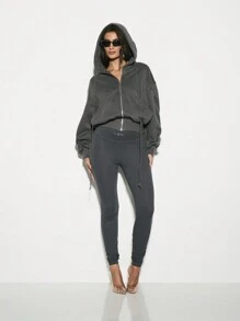 KIZN 灯笼袖拉链基本款连帽衫