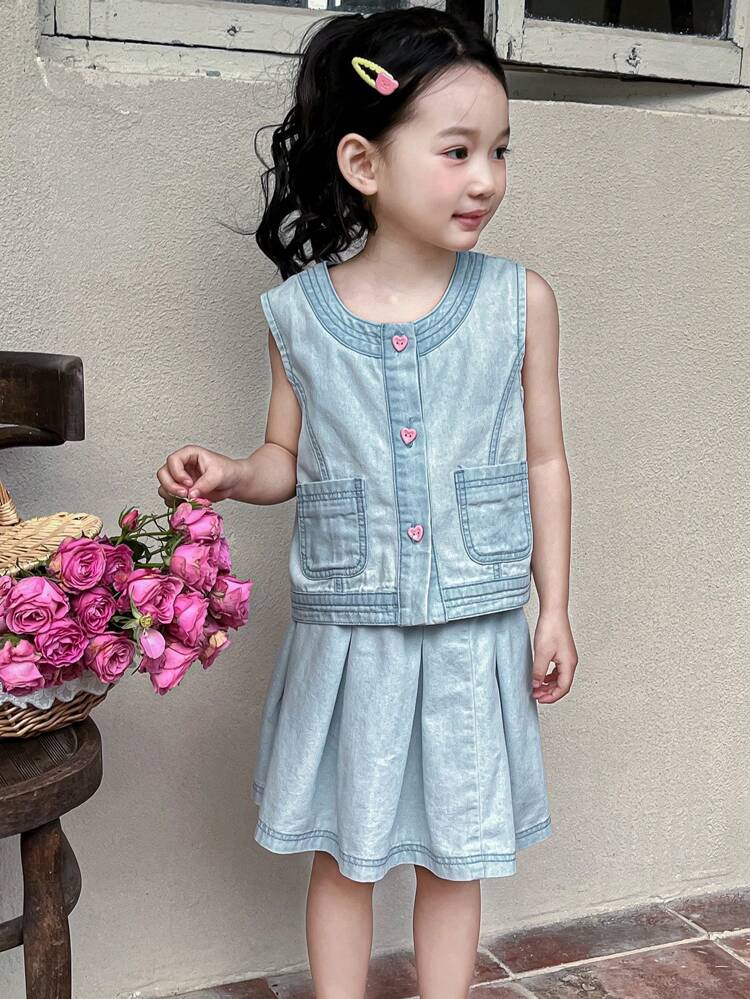 Young Girl' Denim Outfit,Girls Summer Outfits