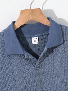 SHEIN Tween Boy Solid Color Polo Shirt With Collared Knit Design