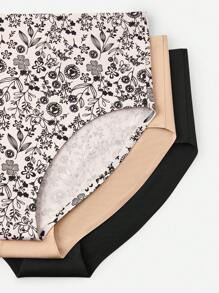 LUVLETTE Plus 3-Pack Basics Floral Patterned Low-Rise Seamless No-Show Women Underwear Briefs - Multicolor - View 12