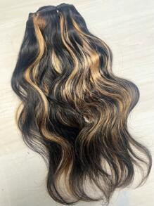 10 piezas/set 160g extensiones de cabello humano natural con onda y reflejos, ondas rizadas de color negro mezclado con marrón, extensiones de cabello con clips - SNATURAL/27 - Ver 2