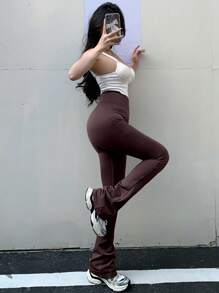 DAZY Leggings évasés amincissants à taille haute, solid, pour l'été