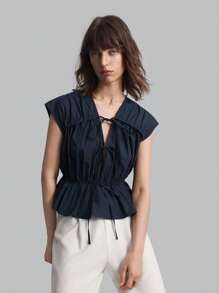 Ontre 2025 Neu 2026 Frühling/Sommer Damen Einfarbiges Bindehemd, eleganter Lässig Alltags Stil Business