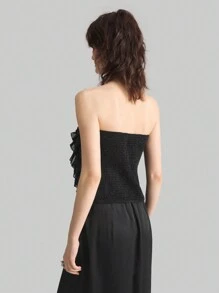 Ontre Elegante effen kleur, gelaagde, geplooide zoom, tubetop voor dames, chique mode, lente, verjaardagsfeestje, vintage stijl, vakantietop