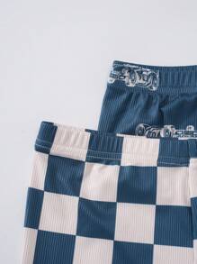 4件套青少年男孩休闲汽车图案印花运动衫和紧身裤睡衣套装 - 彩色 - 查看 3