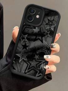 ROMWE Grunge Punk 1pc Star Pattern Black Phone Case, Compatible With IPhone 11 12 13 14 15 Pro Max 16 - Multicolor - View 3