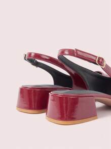 CUCCOO DOLLMOD Women's Mary Jane High Heel Square Toe Pumps - Burgundy - View 4