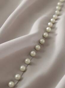 Lacomfia Elegancka koszula damska z perłowymi mankietami i kwiatowym koronkowym szyfonem w dużym rozmiarze