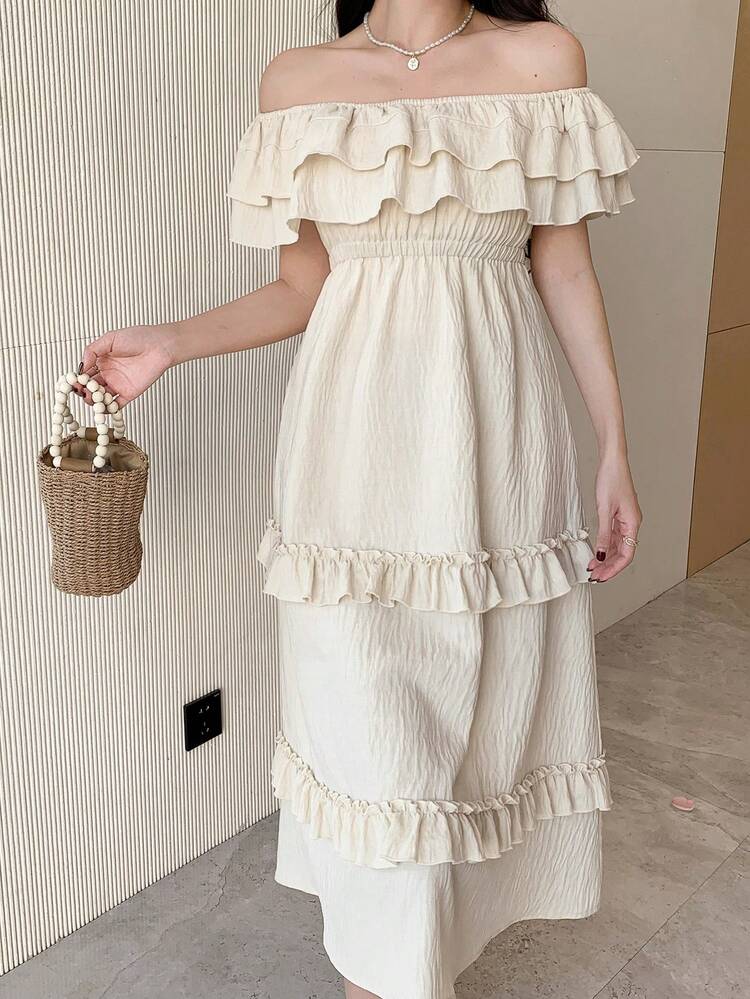 New Summer Women Sundress With Off Shoulder Design, Long Dress,Ruffle,Casual Women Dresses