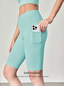 GLOWMODE 10" FeatherFit™ Cyclist Anti-Slip Bike Shorts Low Impact Running Gym Workout Summer Spring - Mist Green - View 4