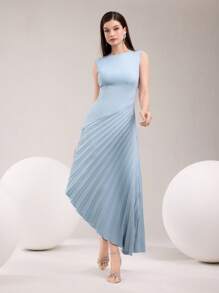 Modelyn Women's Loose Long Casual Dress, Minimalist & Fashionable For Everyday Wear - Blue - View 5