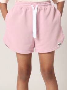 SUMWON Conjunto Casual de Duas Peças Los Angeles Star, Moletom Cropped Oversized e Shorts, Roupa Esportiva Atlética para Verão e Primavera, Streetwear Juvenil e Urbano - Rosa chiclete - Visão 6
