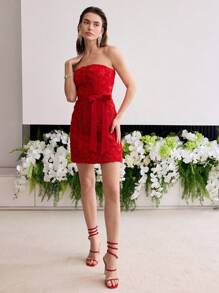 MOTF Soiréza 系腰带拉链鸡尾酒会礼服 - 紅色 - 查看 6