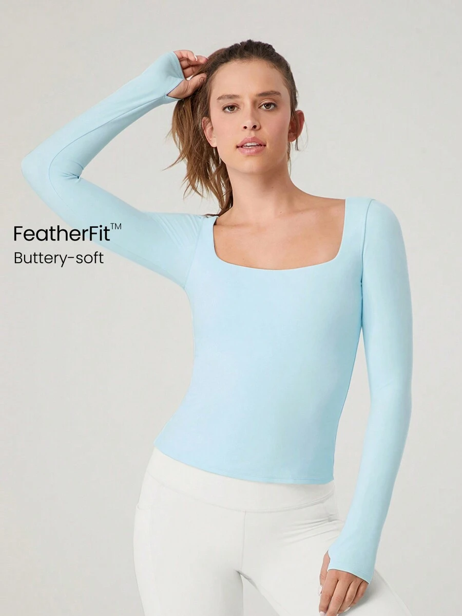 GLOWMODE FeatherFit™ 方领长袖 T 恤 - 水藍色 - 查看 1