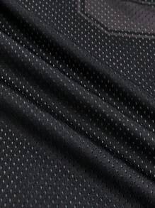 AXEPEAK 男士宽松数码印花网眼短袖 T 恤和短裤套装，街头服饰 - 黑色 - 查看 7