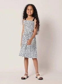 SUMWON Teen Girls Cut Out Side Polka Dot Summer Sundress Fit And Flare Sleeveless Party Special Occasion Beach Vacation Holiday Resort Dress - White - View 4