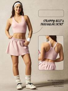 VARSIVA Women's Solid Color V-Neck Sleeveless Slim Fit Top, Casual For Everyday Wear - Pink - View 6