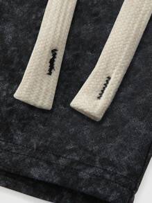 ROMWE MEN Prep Pantalones cortos con cordón en la cintura y estampado de figura y letra para hombres