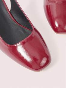 CUCCOO DOLLMOD Women's Mary Jane High Heel Square Toe Pumps - Burgundy - View 3