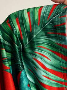 Slaydiva 女士夏季假期椰子树印花露背宽松长款两件套