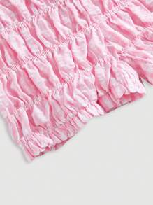 SHEIN MOD Quần short mini xếp nếp nơ Kawaii cho nữ, trang phục quỷ, trang phục gợi cảm, trang phục, quần short Bloomer, quần áo nữ - Hồng - Xem 3