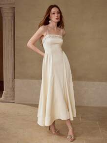 MOTF PREMIUM VESTIDO CON CREMALLERA Y BORDADO FLORAL - Albaricoque - Ver 6