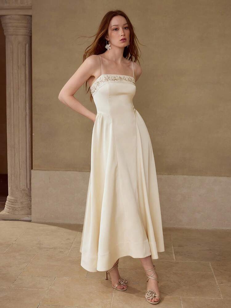 FLORAL EMBROIDERY ZIPPER DRESS