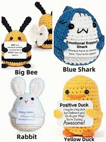 1pcMini Funny Positive Bees, Emotional Support Positive Potato Creative Gift, Handcrafted Crochet Bee Party Decor With Inspirational Card, Versatile Tabletop Or Car Ornament, Express 'I Believe In You' To Friends And Family Birthday