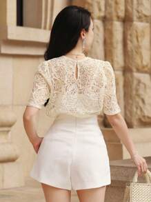 DAZY Áo thun tay ngắn phong cách Bohemian thanh lịch dành cho nữ, hàng mới về mùa hè - Màu be - Xem 2