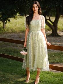 Vintamour Vestido vintage elegante con estampado floral, vestido de malla bordada para mujer, vestido informal de verano para playa o fiesta de té, conjuntos de verano para mujer, vestidos de verano para mujer, conjuntos de vacaciones para mujer, Pascua para mujer, conjuntos de primavera para mujer, vestido de Pascua de San Patricio para mujer, vestidos de primavera para mujer, vestido de invitada de boda para mujer, vestidos para mujer, ropa elegante de verano, vestidos de cumpleaños para mujer, vestidos para mujer, vestidos de verano para vacaciones de primavera, vestidos de sol para mujer, vestido de vacaciones