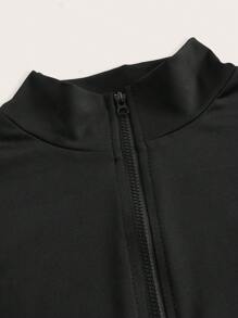 SHEIN Essnce 大码女士休闲夏季服装女士健身休闲套装女士慢跑裤女士街头服饰拉链高领长袖上衣、吊带背心和紧身裤套装女士健身套装三件套 - 黑色 - 查看 11