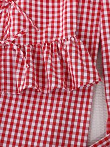 SHEIN LMoss Kids Tween Girls Plaid Tie Bow Sleeveless Blouse And Wide Leg Pants 2 Pieces Outfit Holiday Outfits