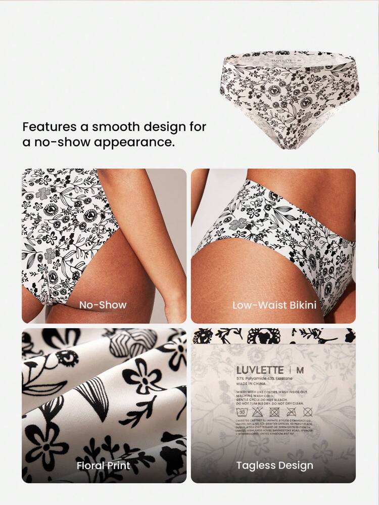 4-Pack Seamless Low-Rise No-Show Briefs