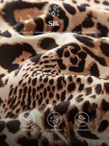 Ontre Leopard Print Satin Material Slip Dress, Elegant Tie Shoulder Dress With Tail, Spaghetti Strap Sleeveless Formal Party Gown - Coffee Brown - View 3